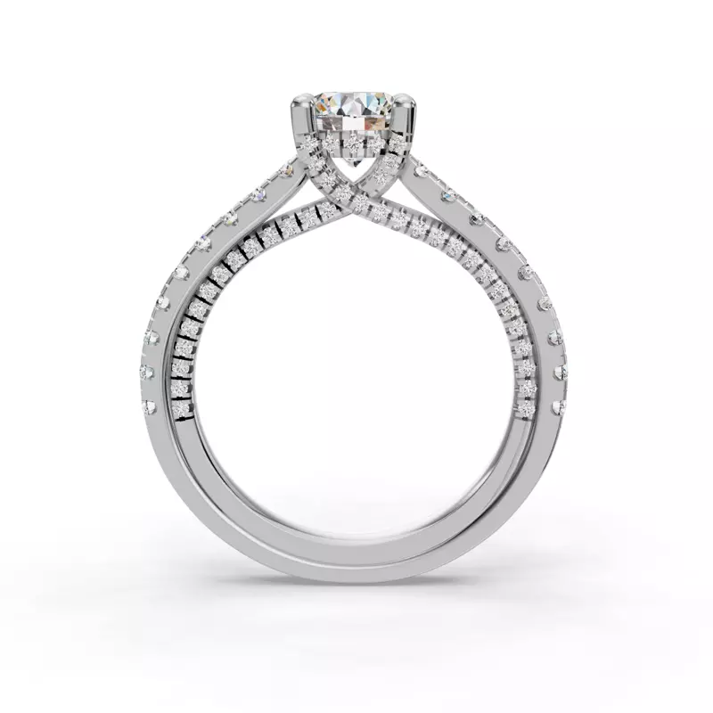 14K White Gold Hanna Pavé Cathedral Engagement Ring