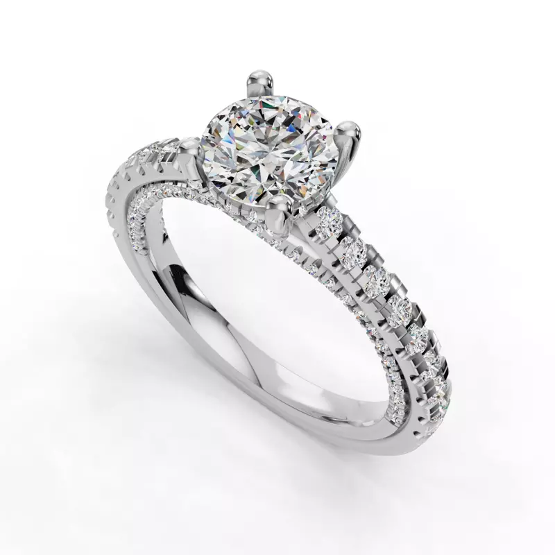 14K White Gold Hanna Pavé Cathedral Engagement Ring