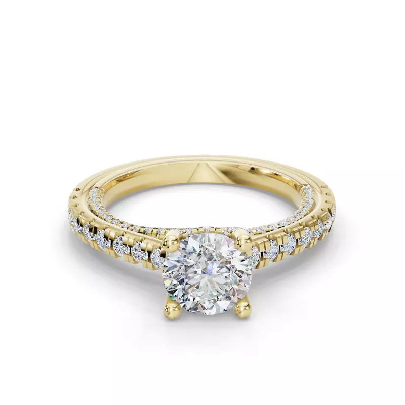 14K Yellow Gold Hanna Pavé Cathedral Engagement Ring