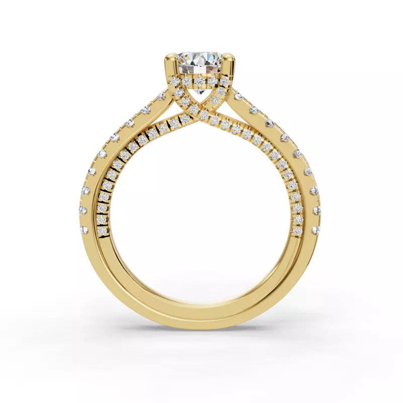 14K Yellow Gold Hanna Pavé Cathedral Engagement Ring