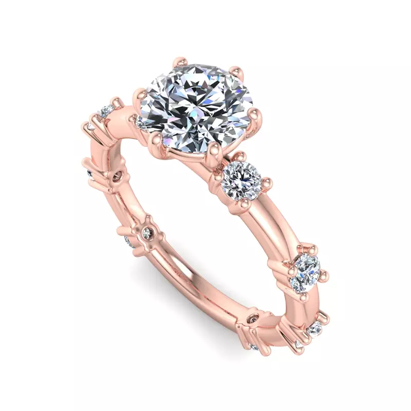 14K Rose Gold Alanna Spaced Diamond Engagement Ring