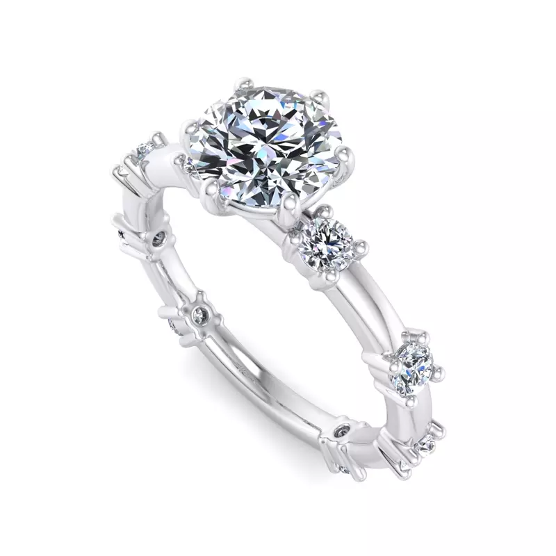 18K White Gold Alanna Spaced Diamond Engagement Ring