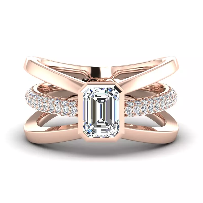 14K Rose Gold Haley Rolled Pavé Butterfly Engagement Ring