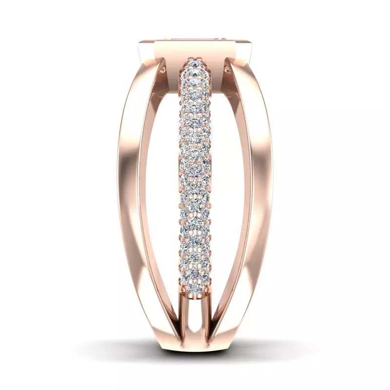 14K Rose Gold Haley Rolled Pavé Butterfly Engagement Ring