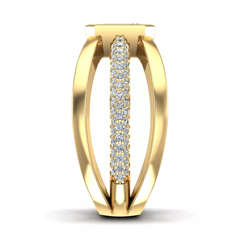 18K Yellow Gold Haley Rolled Pavé Butterfly Engagement Ring