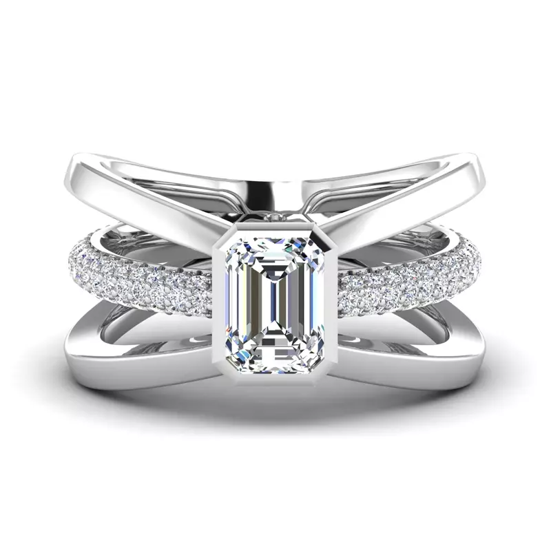 Platinum Haley Rolled Pavé Butterfly Engagement Ring