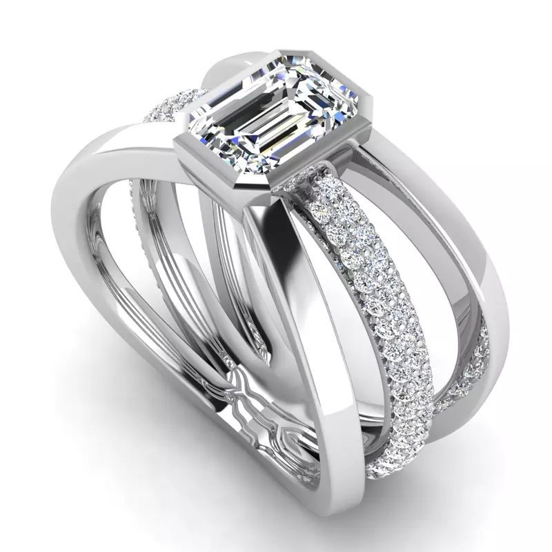 Platinum Haley Rolled Pavé Butterfly Engagement Ring
