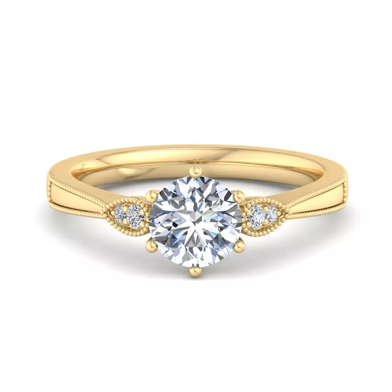18K Yellow Gold Itzel Pavé Milgrain Engagement Ring