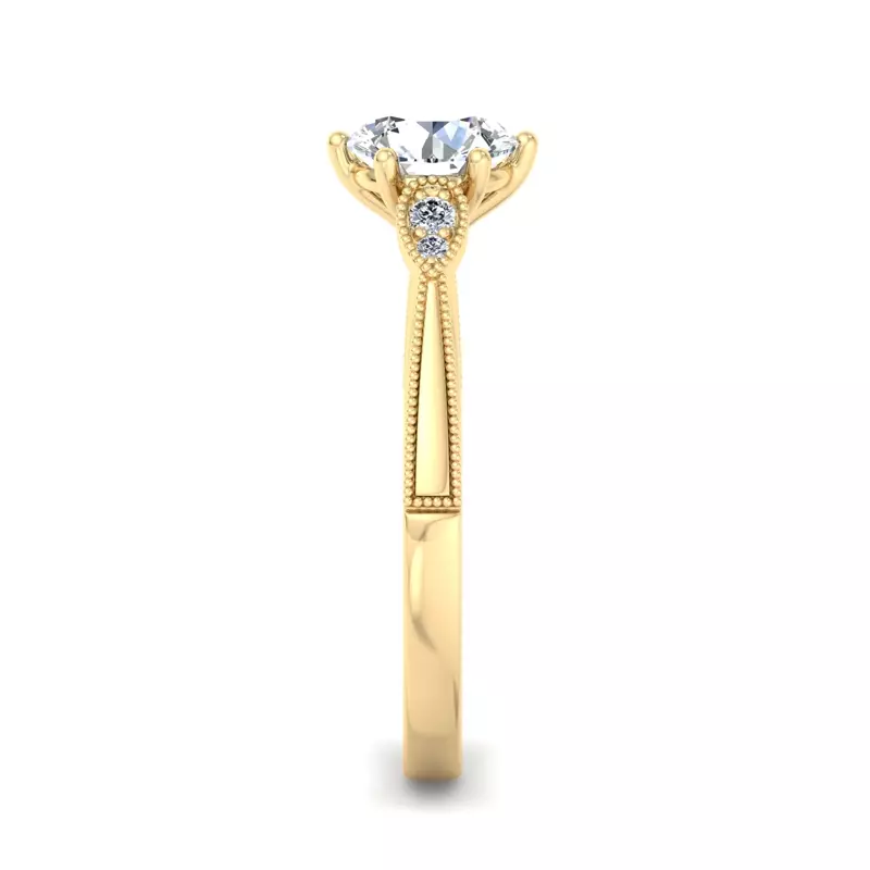 18K Yellow Gold Itzel Pavé Milgrain Engagement Ring