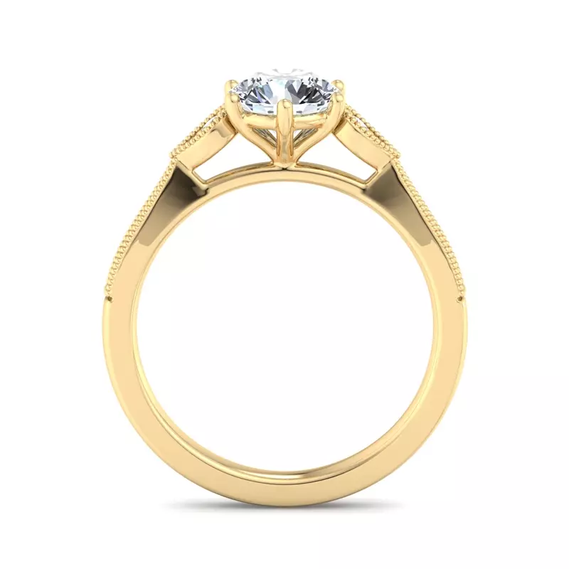 18K Yellow Gold Itzel Pavé Milgrain Engagement Ring