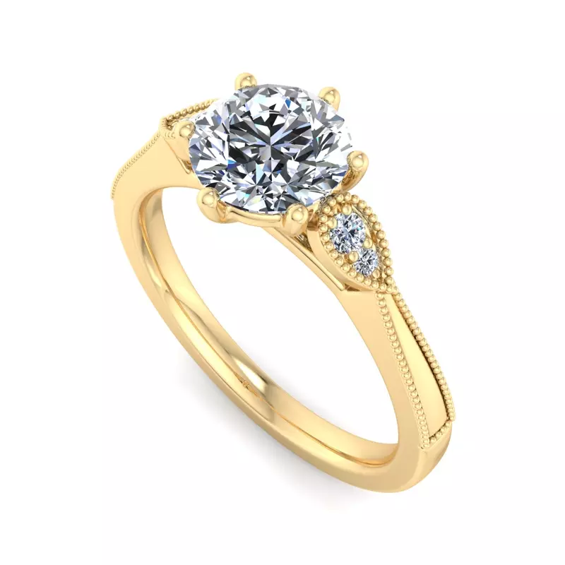 18K Yellow Gold Itzel Pavé Milgrain Engagement Ring