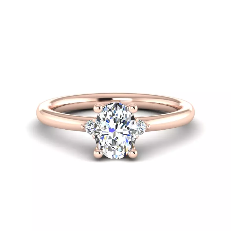 14K Rose Gold Cecilia Petite Three-Stone Engagement Ring