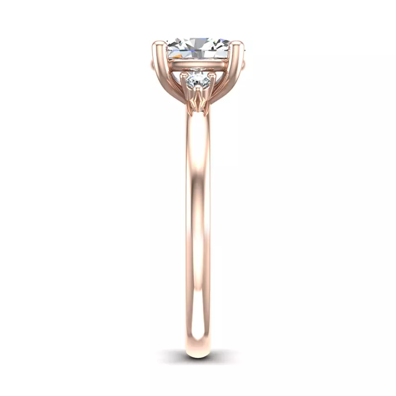 14K Rose Gold Cecilia Petite Three-Stone Engagement Ring