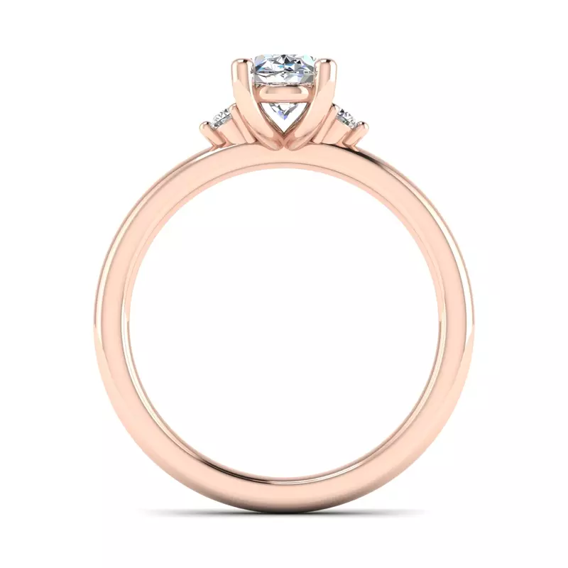14K Rose Gold Cecilia Petite Three-Stone Engagement Ring