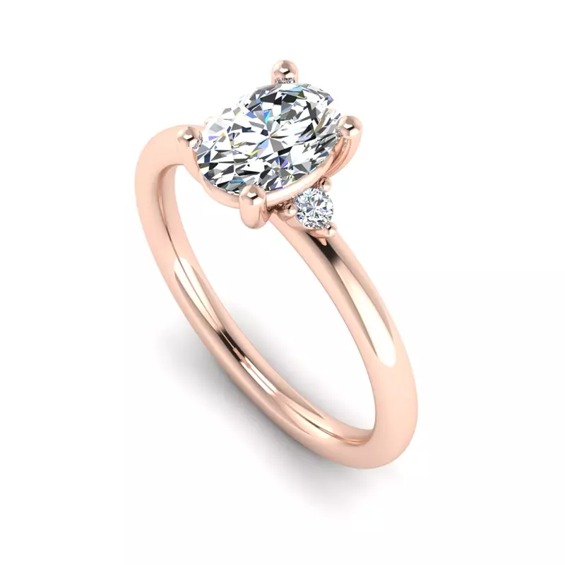 14K Rose Gold Cecilia Petite Three-Stone Engagement Ring