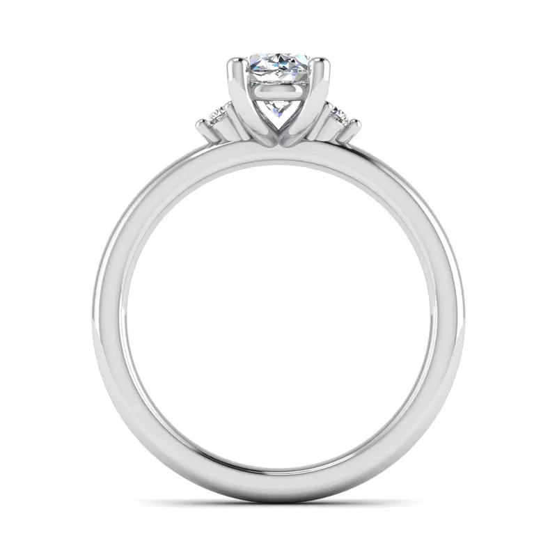 14K White Gold Cecilia Petite Three-Stone Engagement Ring