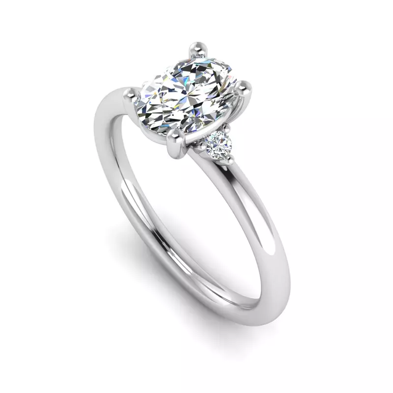 14K White Gold Cecilia Petite Three-Stone Engagement Ring