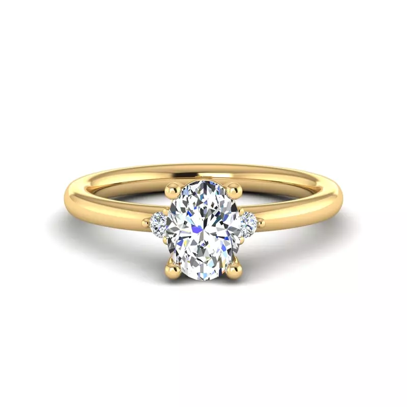 14K Yellow Gold Cecilia Petite Three-Stone Engagement Ring