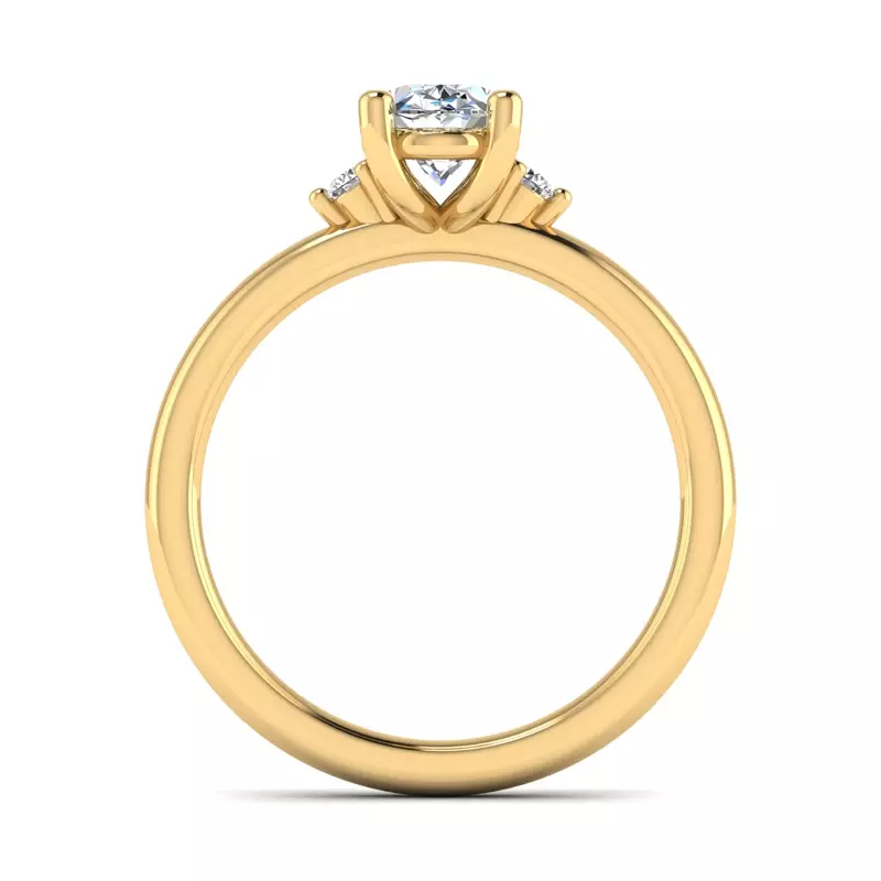 14K Yellow Gold Cecilia Petite Three-Stone Engagement Ring
