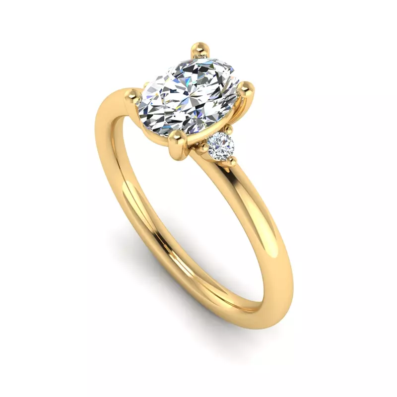 14K Yellow Gold Cecilia Petite Three-Stone Engagement Ring