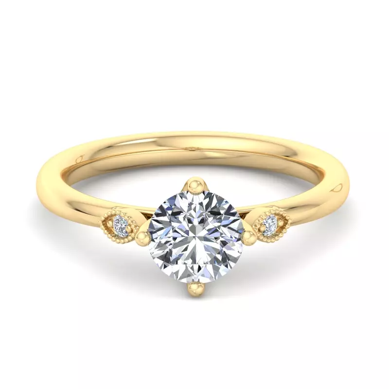 14K Yellow Gold Jayleen U-Prong Three-Stone Engagement Ring