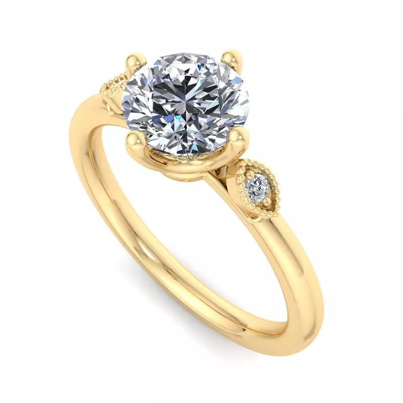 14K Yellow Gold Jayleen U-Prong Three-Stone Engagement Ring