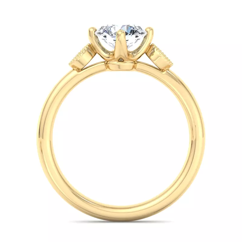 18K Yellow Gold Jayleen U-Prong Three-Stone Engagement Ring