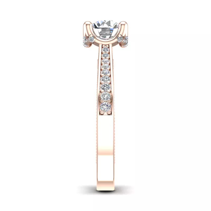 14K Rose Gold Ivory Pavé U-Prong Engagement Ring