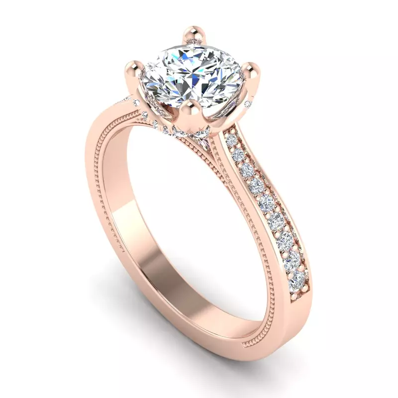 14K Rose Gold Ivory Pavé U-Prong Engagement Ring