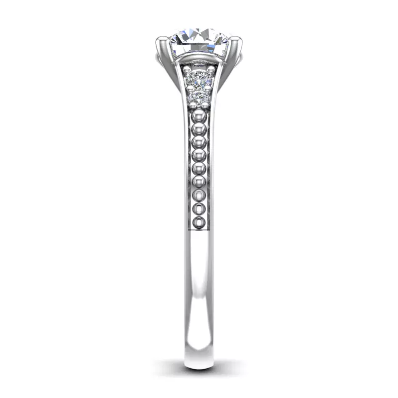 14K White Gold Meredith Beaded Engagement Ring