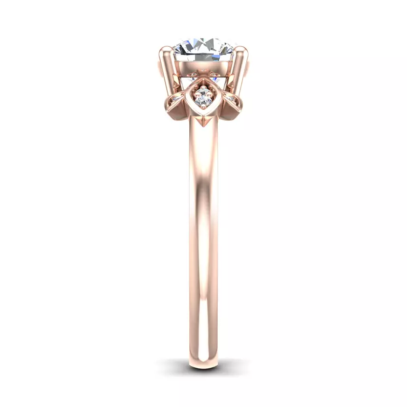 14K Rose Gold Abby Pavé Leaf Engagement Ring