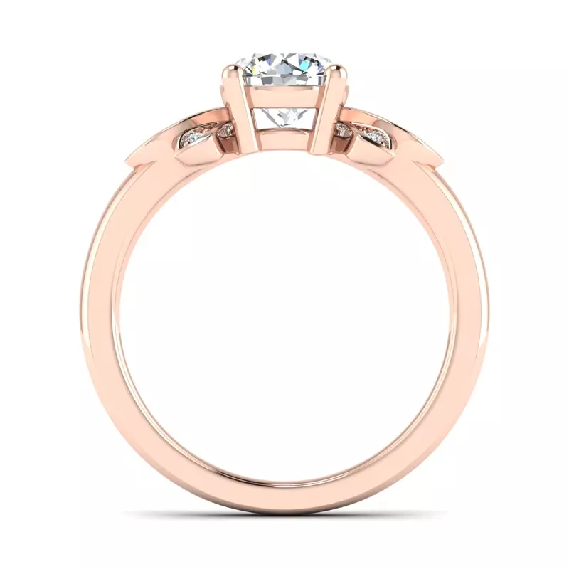 14K Rose Gold Abby Pavé Leaf Engagement Ring