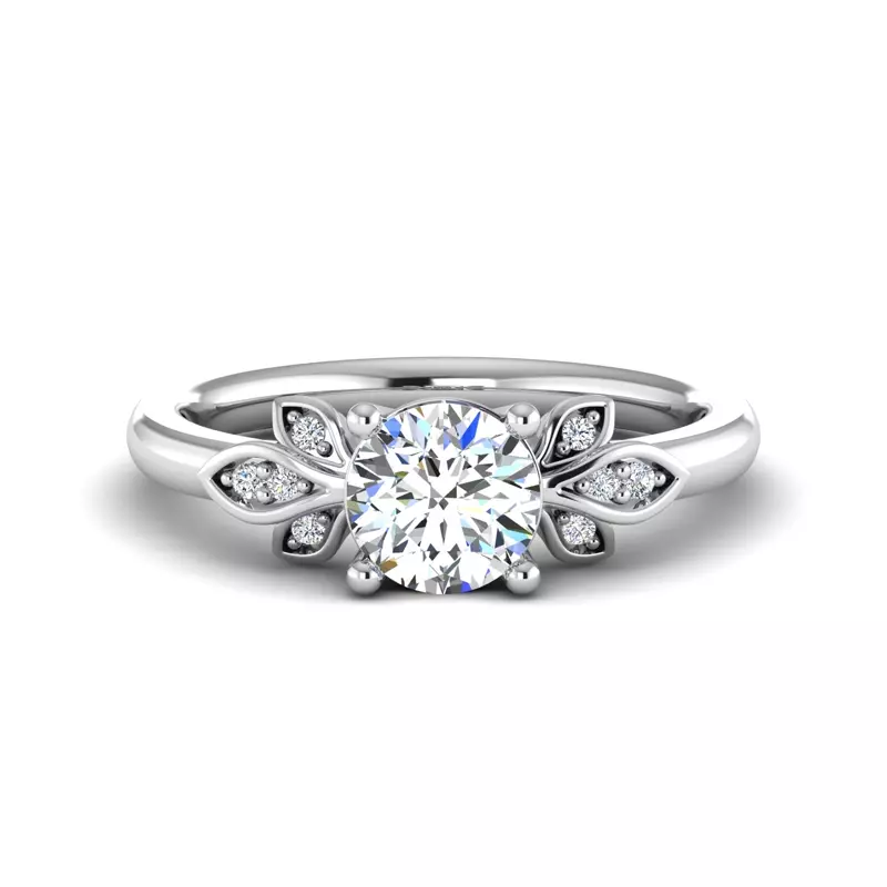 Abby Pavé Leaf Engagement Ring