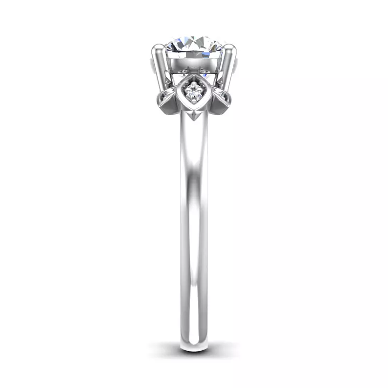 Platinum Abby Pavé Leaf Engagement Ring