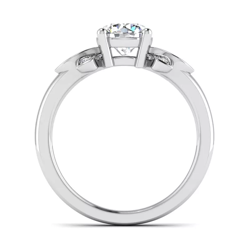 Platinum Abby Pavé Leaf Engagement Ring