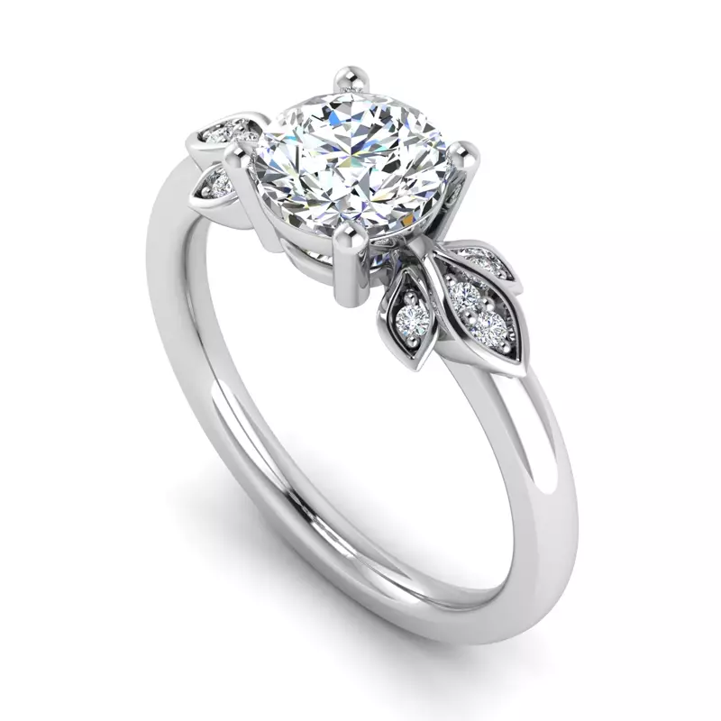 Platinum Abby Pavé Leaf Engagement Ring
