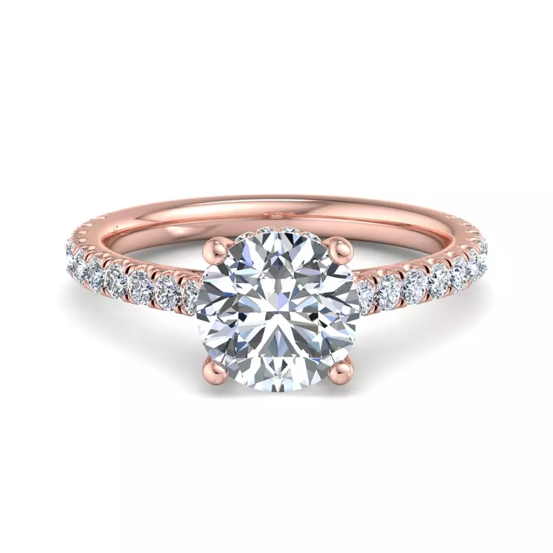 Lylah Pavé Cathedral Ring With Hidden Halo Engagement Ring