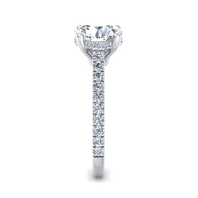 14K White Gold Lylah Pavé Cathedral Ring With Hidden Halo Engagement Ring