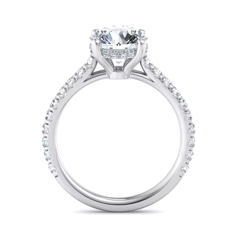14K White Gold Lylah Pavé Cathedral Ring With Hidden Halo Engagement Ring