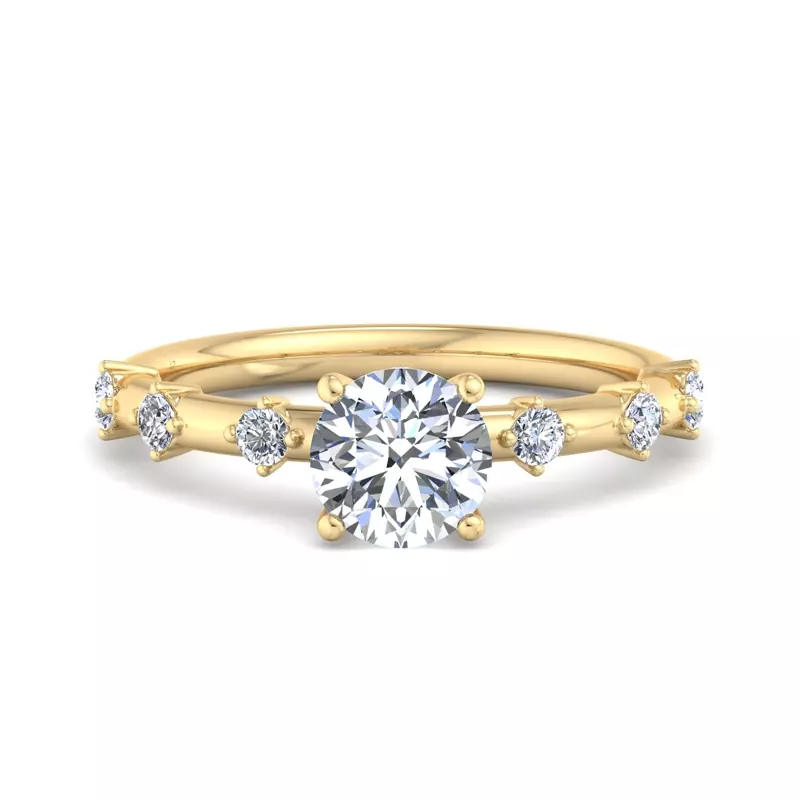 18K Yellow Gold Erin Spaced Diamond Ring Hidden Halo Engagement Ring