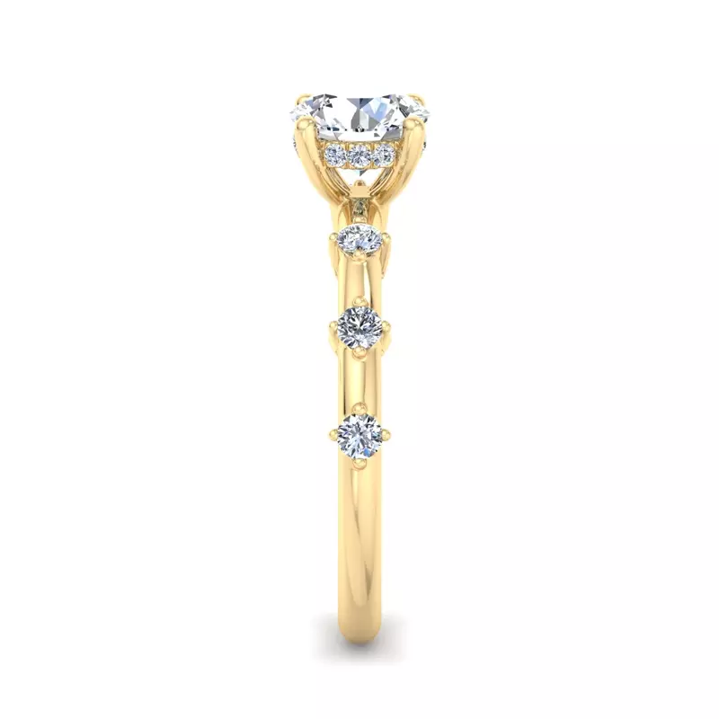 18K Yellow Gold Erin Spaced Diamond Ring Hidden Halo Engagement Ring