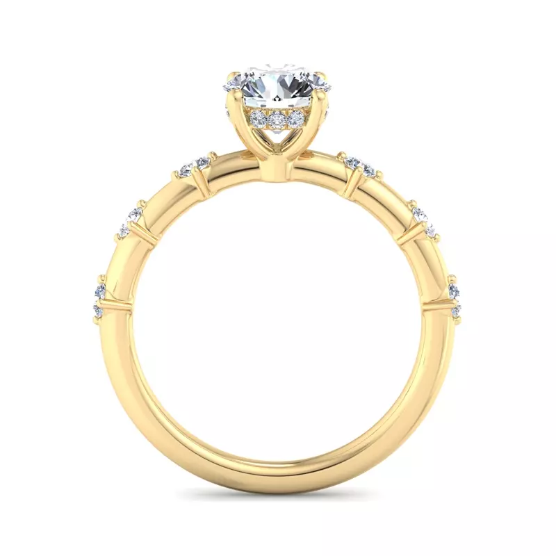 18K Yellow Gold Erin Spaced Diamond Ring Hidden Halo Engagement Ring