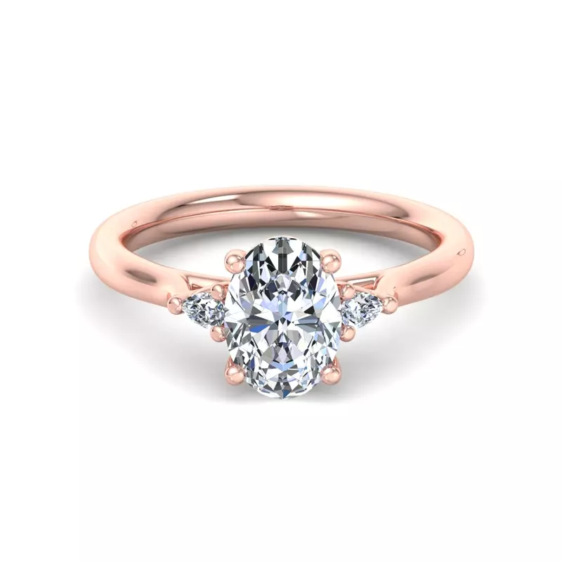 14K Rose Gold Michaela Classic Pear Three-Stone Engagement Ring
