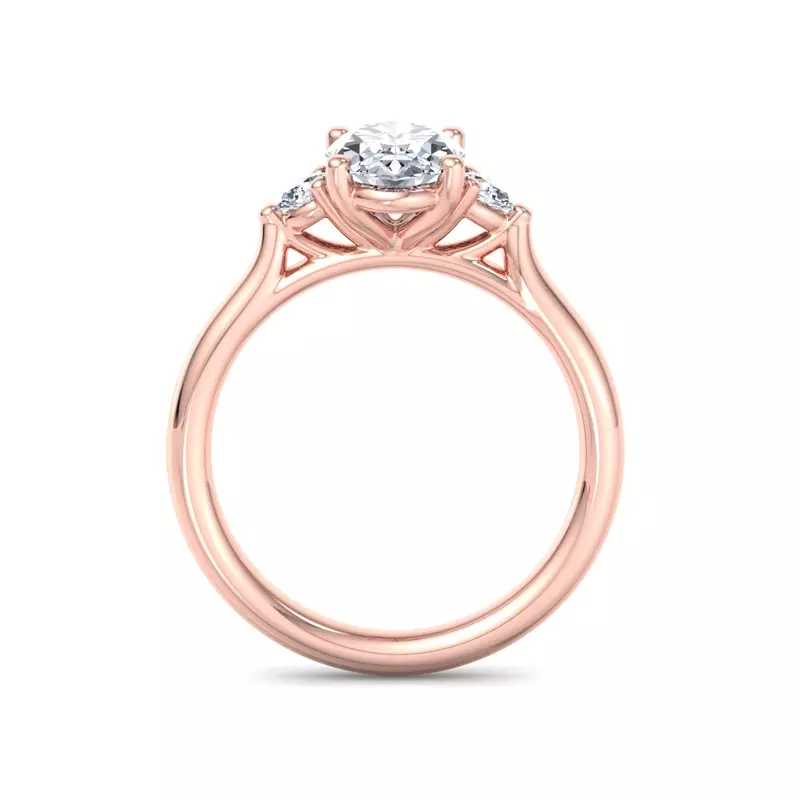 14K Rose Gold Michaela Classic Pear Three-Stone Engagement Ring