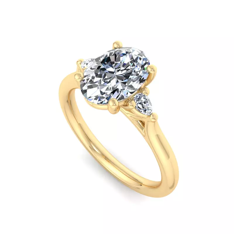 14K Yellow Gold Michaela Classic Pear Three-Stone Engagement Ring