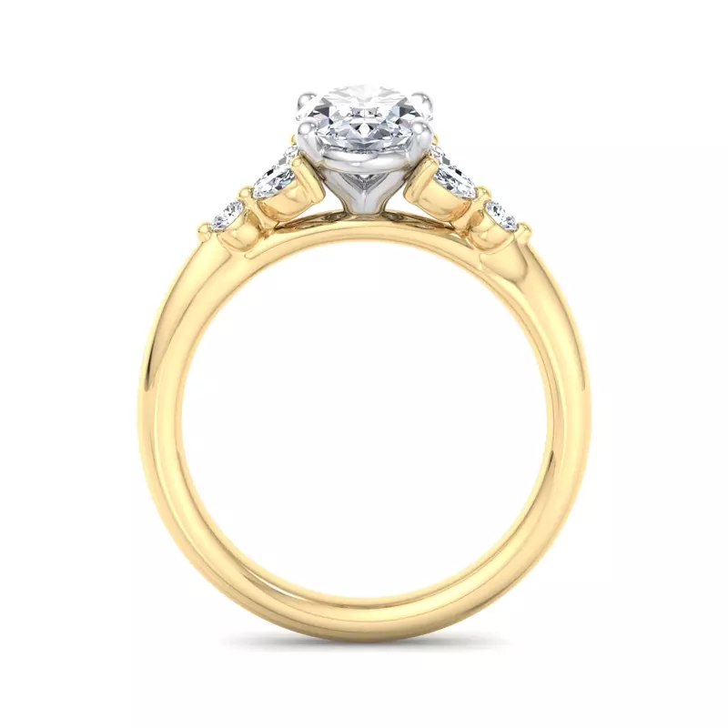 18K Yellow Gold Nia Round And Marquise Diamond Engagement Ring