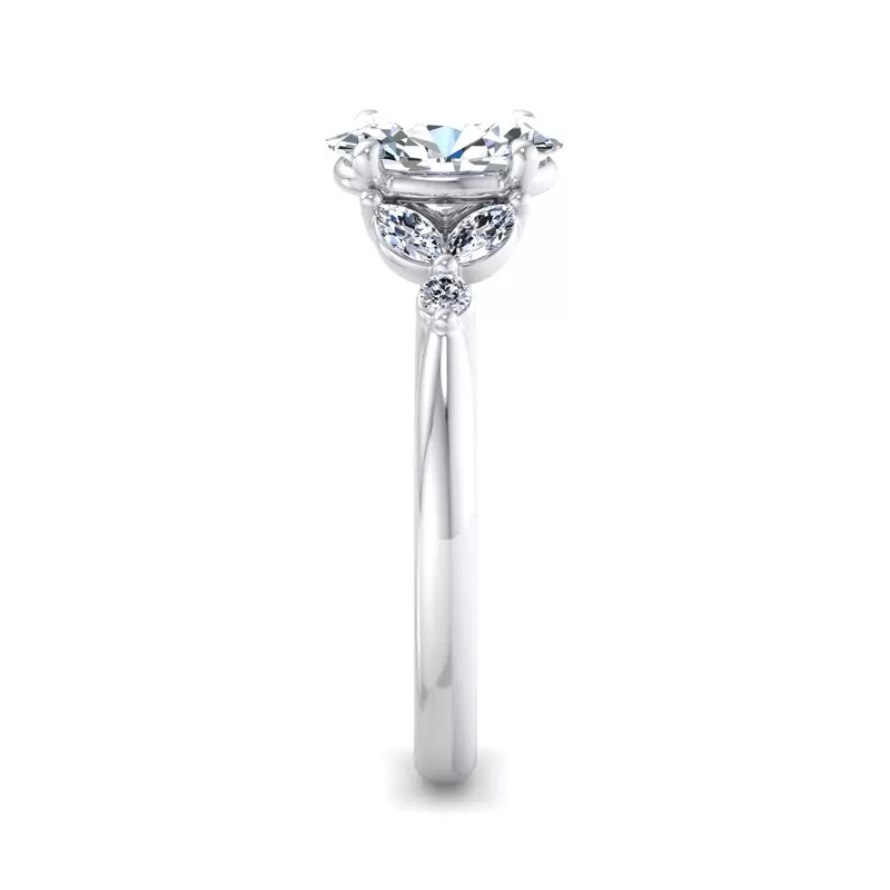 Platinum Nia Round And Marquise Diamond Engagement Ring