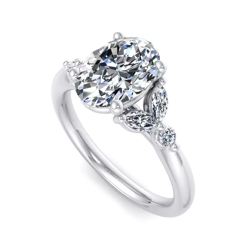 Platinum Nia Round And Marquise Diamond Engagement Ring