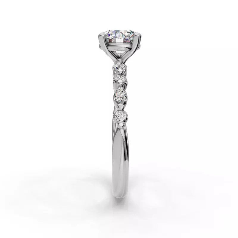 14K White Gold Eclipta Petite Marquise And Round Diamond Engagement Ring