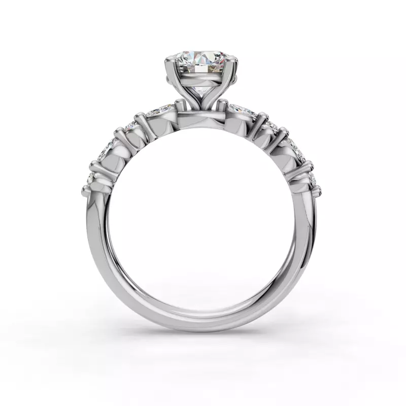 14K White Gold Eclipta Petite Marquise And Round Diamond Engagement Ring